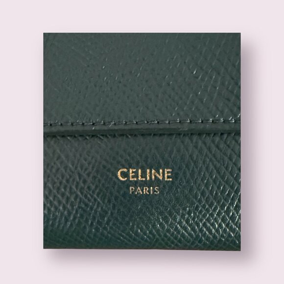 CELINE Grained Calfskin Small Tri-Fold Wallet | Green - Picture 8 of 8